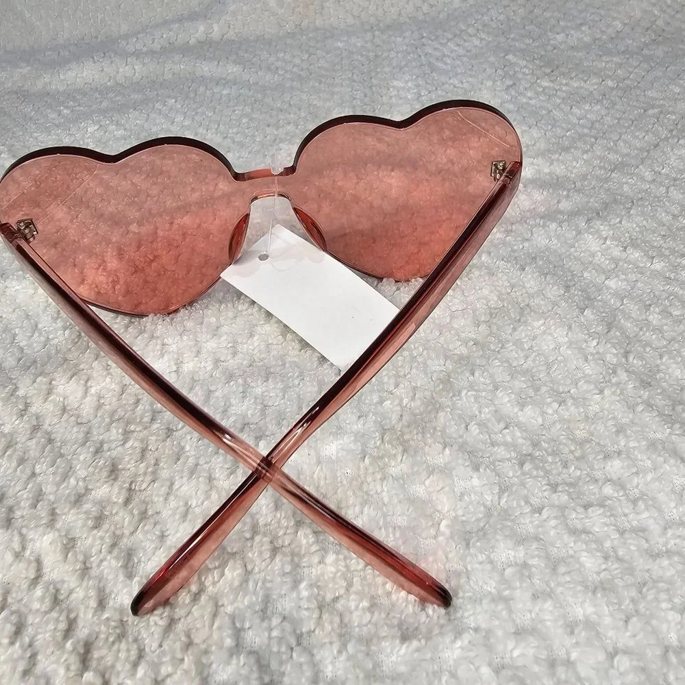 Rose Colored Heart Shaped‎ Plastic Glasses